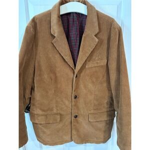 Men's LL Bean Size 46 Regular Tan Corduroy Blazer Jacket EUC